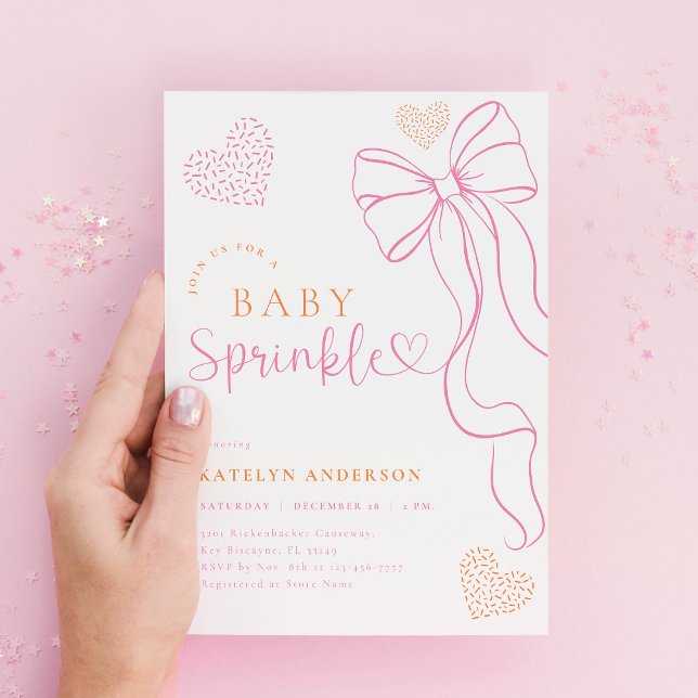 Baby-Einladung zur Babyparty mit rosa Schleife Einladung (Von Creator hochgeladen)