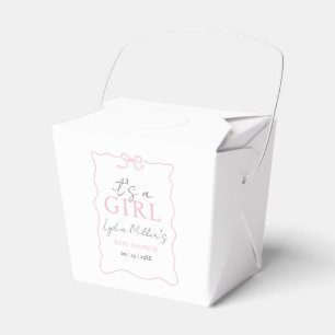 Baby-Einladung zur Babyparty mit rosa Schleife, Mä Geschenkschachtel