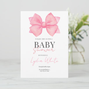 Baby-Einladung zur Babyparty mit rosa Schleife Mäd Einladung