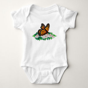 Baby-Einteiler Schmetterling mit kleinen Blumen Baby Strampler