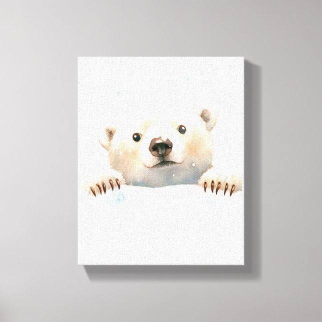 Baby Eisbär im Schnee Kinderzimmer Kunst Leinwand (Vorderseite)