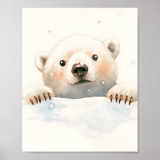 Baby-Eisbär im Schnee-Nursery-Zimmer-Dekor Poster