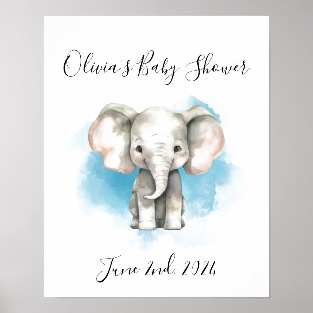 Baby Elefant Baby Dusche Acrylzeichen Poster (Vorne)