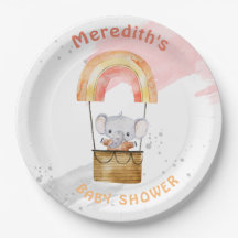 Baby Elefant Babydusche, Teller aus Papier