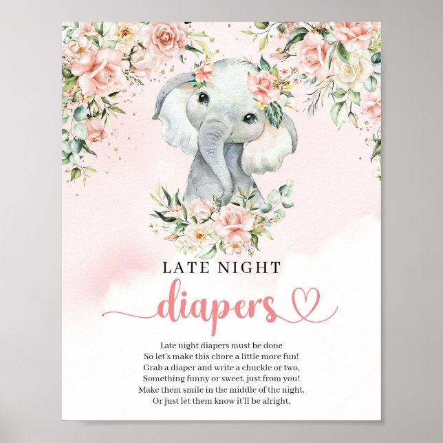 Baby Elefant Blackgold Late Night Diapers Game Poster (Vorne)