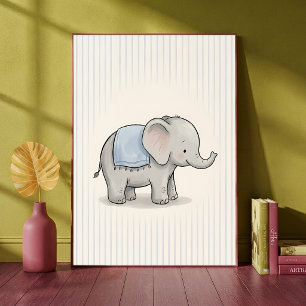 Baby-Elefant Blaues Decke Kinderzimmer Wandkunst P Poster