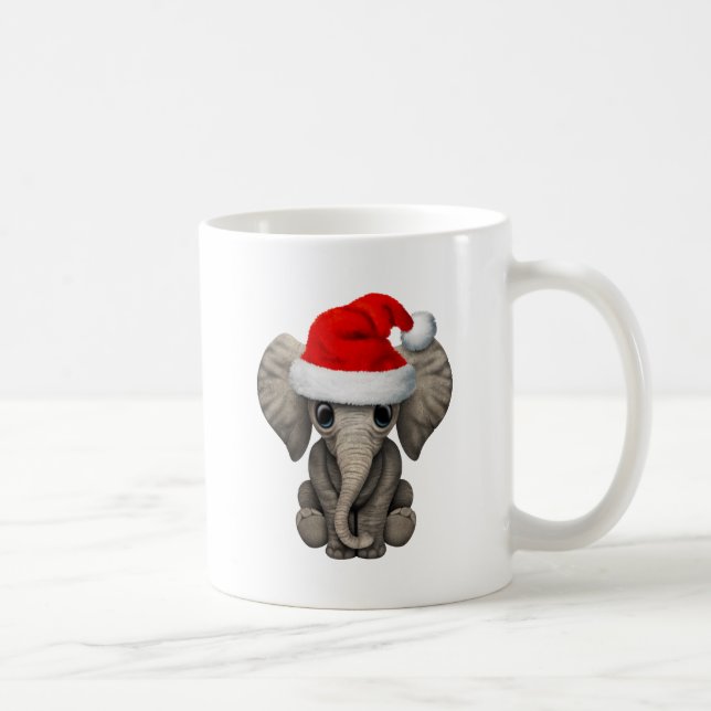 Baby-Elefant, der eine Weihnachtsmannmütze trägt Tasse (Rechts)