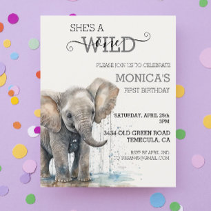 Baby Elefant Dschungel Safari Wild Eins Geburtstag