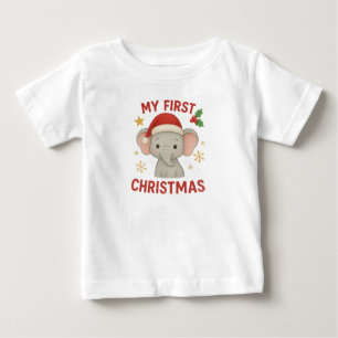 Baby-Elefant erstes Weihnachten Baby T-shirt