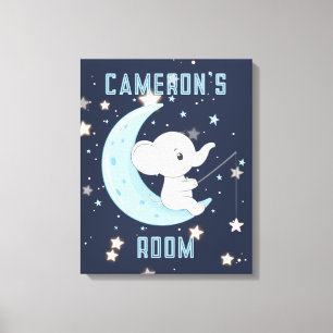 Baby-Elefant Fängt Sterne 4 Sterne Gespannte Leinw Leinwanddruck