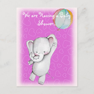 Baby-Elefant mit Ballon-Babyparty-Einladungen Einladung