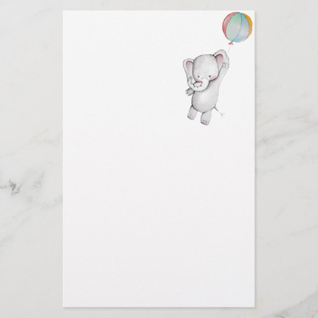 Baby-Elefant mit Ballon-Briefpapier Briefpapier (Vorderseite)