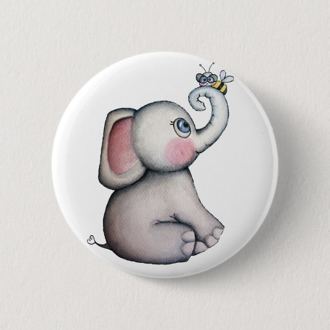 Baby-Elefant mit Bienen-Freundschafts-Knopf Button (Vorderseite)