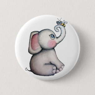 Baby-Elefant mit Bienen-Freundschafts-Knopf Button