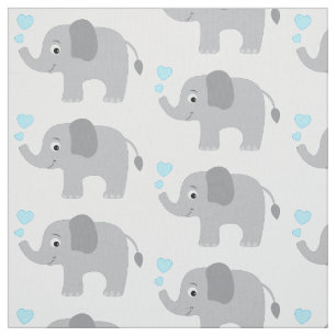 Baby Elefant mit blauen Herzen Stoff