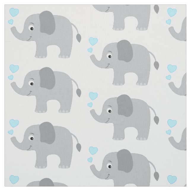 Baby Elefant mit blauen Herzen Stoff (Muster)