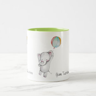 Baby-Elefant mit der Ballon-Tasse Zweifarbige Tasse