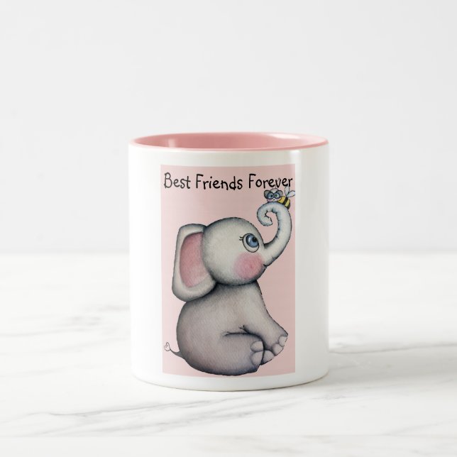 Baby-Elefant mit der Bienen-Freundschafts-Tasse Zweifarbige Tasse (Mittel)