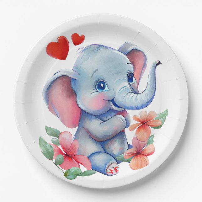 Baby Elefant  Pappteller (Vorderseite)