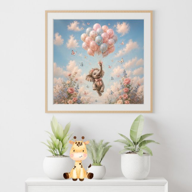 Baby-Elefant schwebende Ballons Poster (Von Creator hochgeladen)