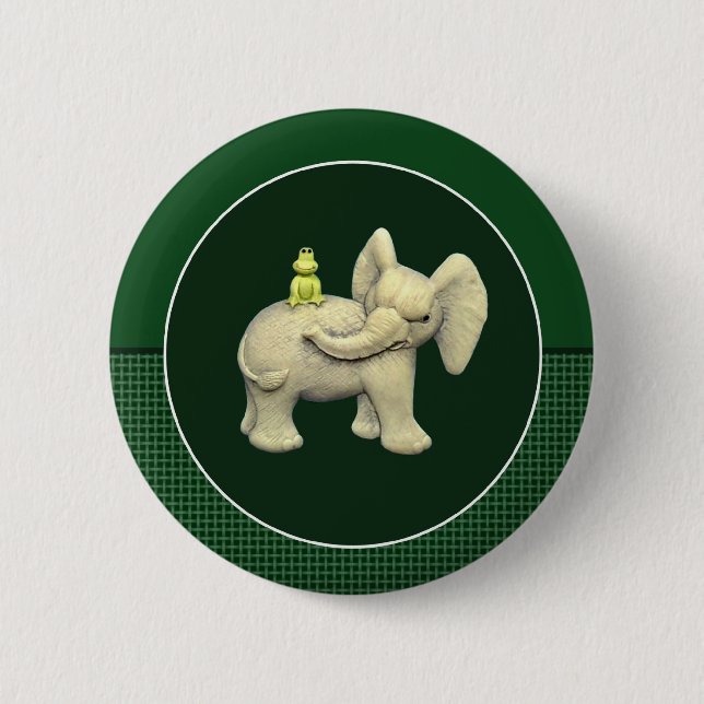 Baby-Elefant u. Frosch Button (Vorderseite)