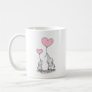Baby-Elefant- und Mamaherz der Mutter Tagessteigen Kaffeetasse