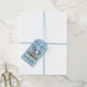 Baby Elefant und Wildflower Boy Baby Shower Geschenkanhänger