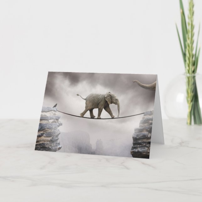 Baby-Elefant-Wege das Drahtseil Karte (Vorderseite)