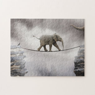 Baby-Elefant-Wege das Drahtseil Puzzle