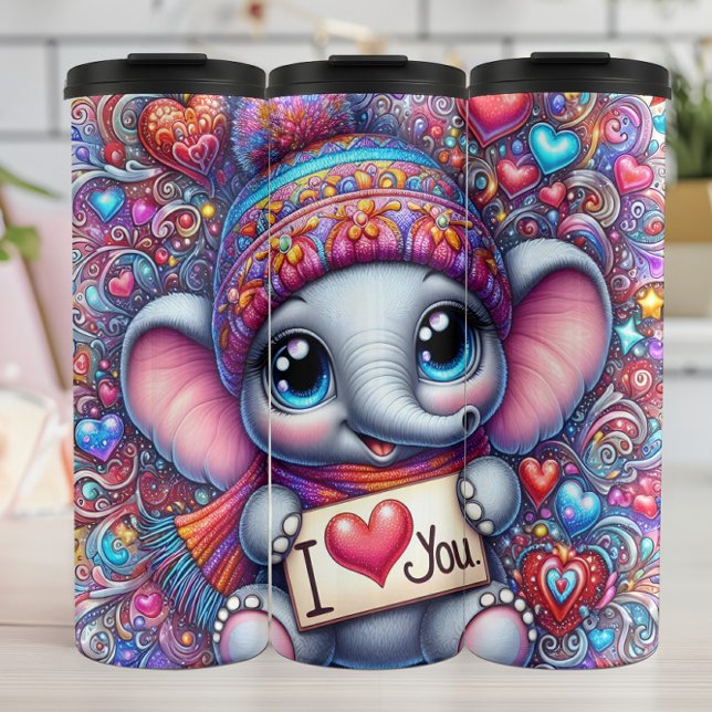 Baby-Elefant Winterherz Thermosbecher (Von Creator hochgeladen)