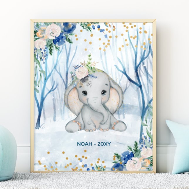 Baby-Elefant Winterlandschaft - Kinderzimmer Poster (Von Creator hochgeladen)