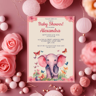 Baby-Elefanten-Aquarell-Baby-Shower Einladung