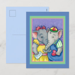 BABY ELEFANTEN ERSTE LIEBE, SÜßE DICKHÄUTER FREUND FEIERTAGSPOSTKARTE