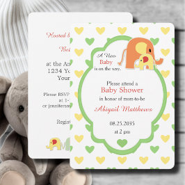 Baby-Elefanten-Geschlechtsneutrale Babyparty Einladung