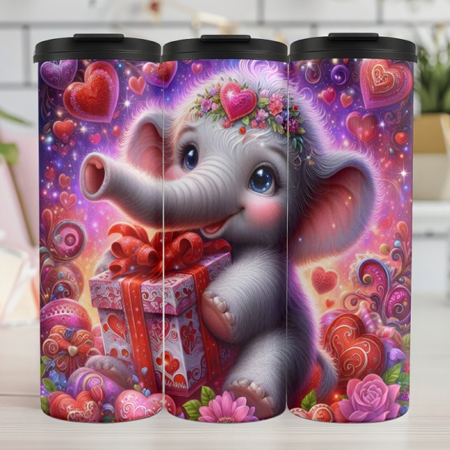 Baby-Elefanten-Herzgeschenk Thermosbecher (Von Creator hochgeladen)