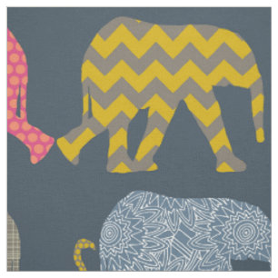 Baby-Elefanten und Flamingos Stoff