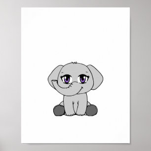 Baby-Elefantenposter im Chibi-Stil Poster