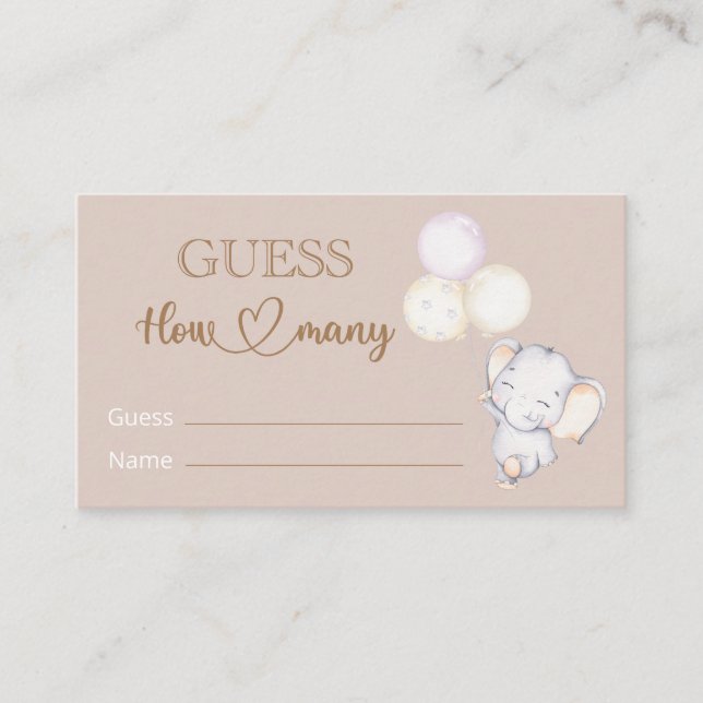 Baby Elegant Baby Shower schätzt wie viele Begleitkarte (Vorderseite)