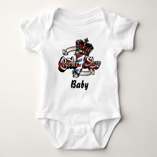 Baby Elegant Barber Pole and Crown Baby Strampler (Vorderseite)