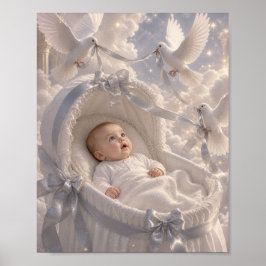 Baby - elegante Tauben verzieren das Bettchen Poster