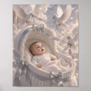 Baby - elegante Tauben verzieren das Bettchen Poster