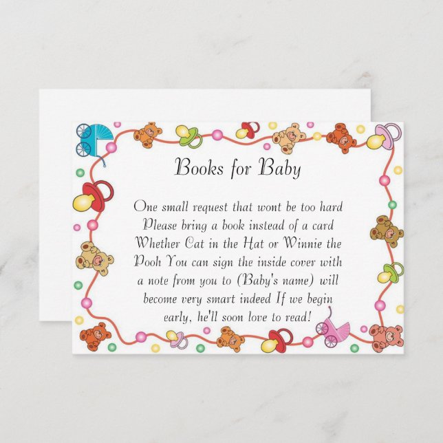 Baby Elements Babyduschenbücher für Babykarten Einladung (Vorne/Hinten)