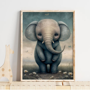 Baby Elephant African Animal   Elephant Wall Print Poster