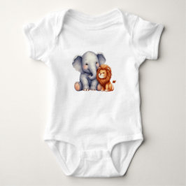 Baby Elephant and Lion Baby Bodysuit Baby Strampler
