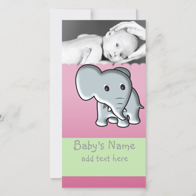 Baby Elephant Announcement Ankündigung (Vorderseite)