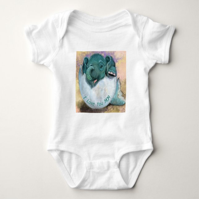 Baby Elephant Baby Bodysuit - ich Liebe Mama Strampler (Vorderseite)