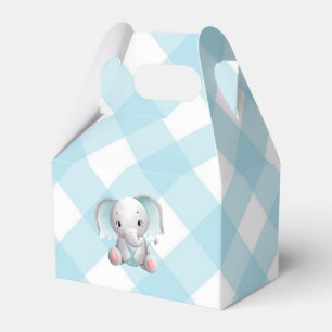 Baby Elephant Baby Boy Favor Box Kariert Gingham Geschenkschachtel