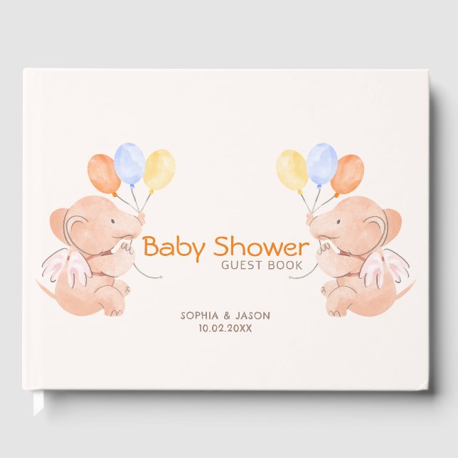 Baby Elephant Baby Dusche Gästebuch (Vorderseite)