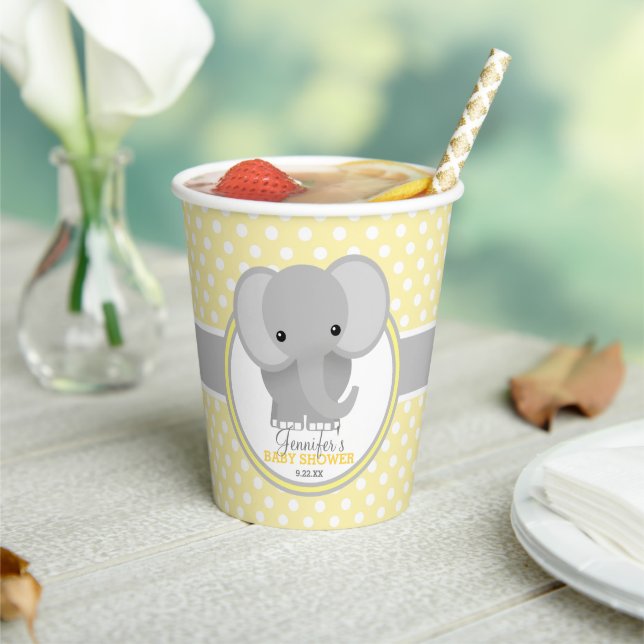 Baby Elephant Baby Dusche Personalisiert Pappbecher (In Situ)