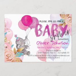 Baby Elephant Baby Shower Girl Einladung